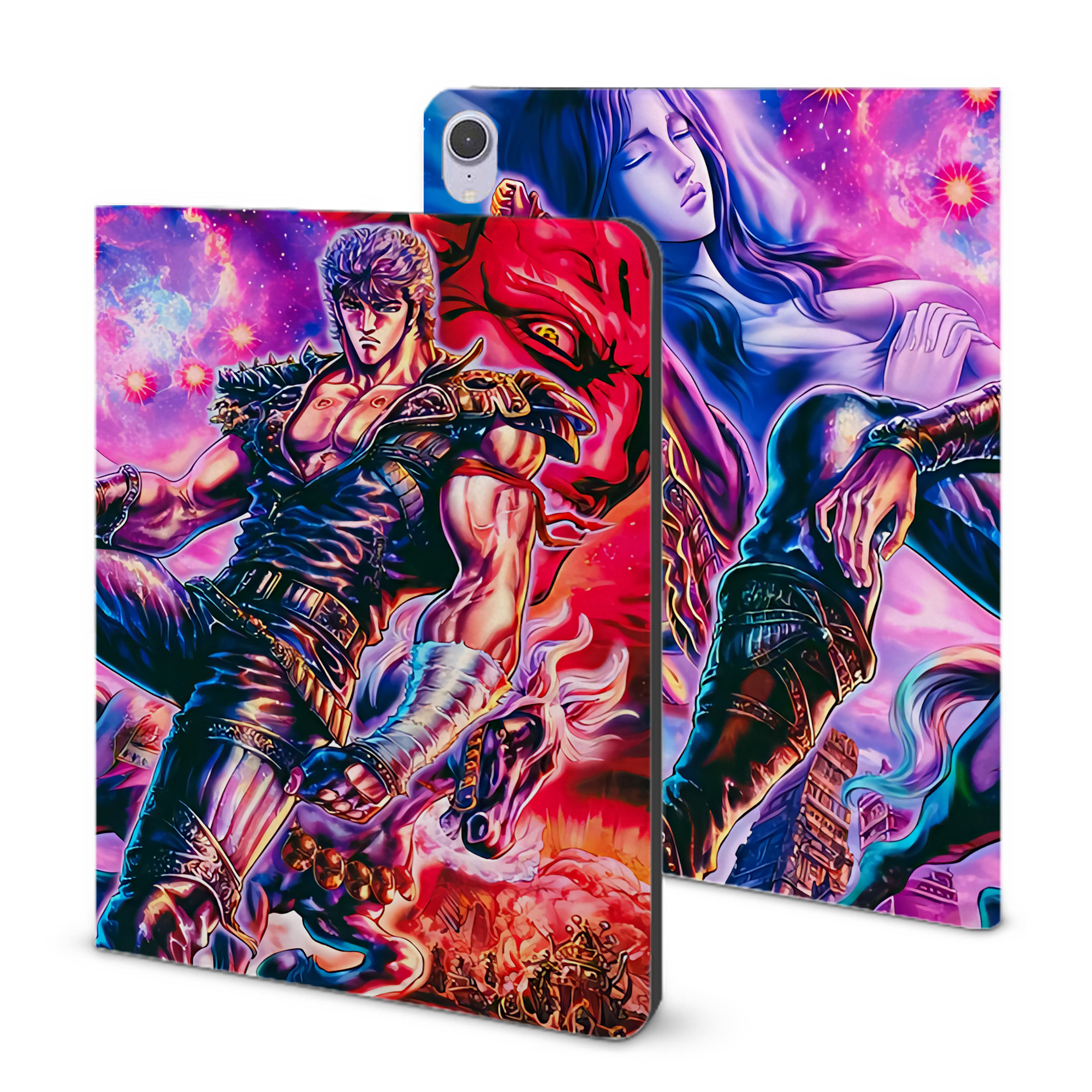 （画像用） 北斗の拳 Fist of the North Star IPad ケース ブック型 PUレザー TPU 耐衝撃 軽量 薄型 ペン収納なし 全面保護 IPad 各モデル対応